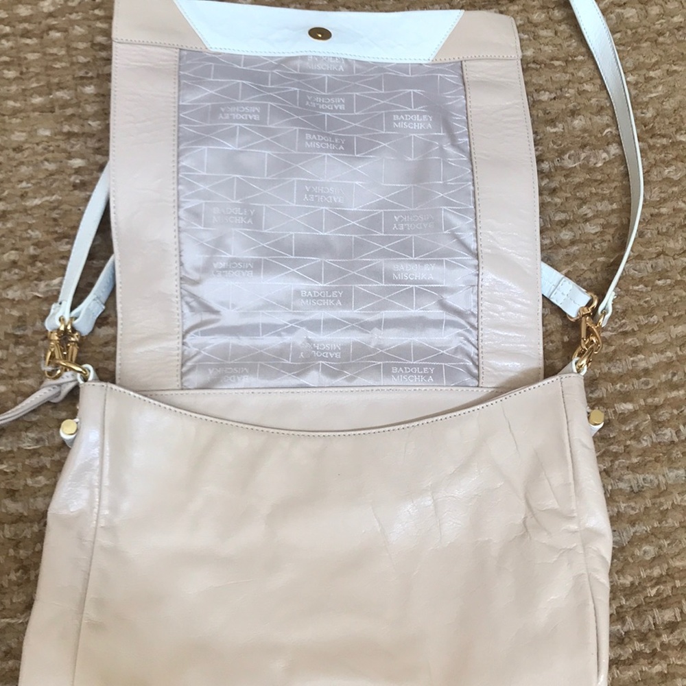 Badgley Mischka Satchel Bag in Nude and white - Picture 3 of 6